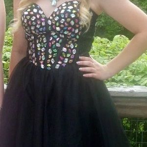 Black prom dress with diamonds